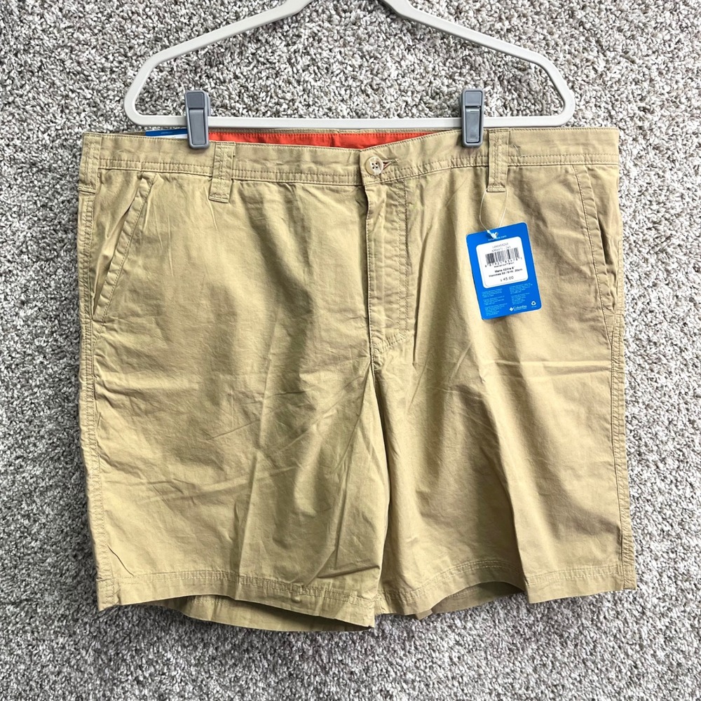 Columbia Shorts Men's 42 Khaki Tan Washed Out Cotton 8" Chino NWT
